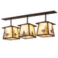 Meyda Lighting Stillwater 48" 3-Light Cafe Noir On Rust Mountain Pine Island Pendant Light With Beige Ripple Shade Glass