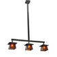 Meyda Lighting Stillwater 48" 3-Light Craftsman Brown Prime Island Pendant Light With Amber Mica Shade Glass