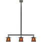 Meyda Lighting Stillwater 48" 3-Light Craftsman Brown Prime Island Pendant Light With Amber Mica Shade Glass