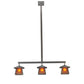 Meyda Lighting Stillwater 48" 3-Light Craftsman Brown Prime Island Pendant Light With Amber Mica Shade Glass