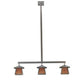 Meyda Lighting Stillwater 48" 3-Light Craftsman Brown Prime Island Pendant Light With Amber Mica Shade Glass
