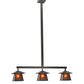 Meyda Lighting Stillwater 48" 3-Light Craftsman Brown Prime Island Pendant Light With Amber Mica Shade Glass