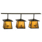 Meyda Lighting Stillwater 48" 3-Light Timeless Bronze Mountain Pine Island Pendant Light With Beige Art Shade Glass