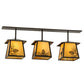 Meyda Lighting Stillwater 48" 3-Light Timeless Bronze Mountain Pine Island Pendant Light With Beige Art Shade Glass
