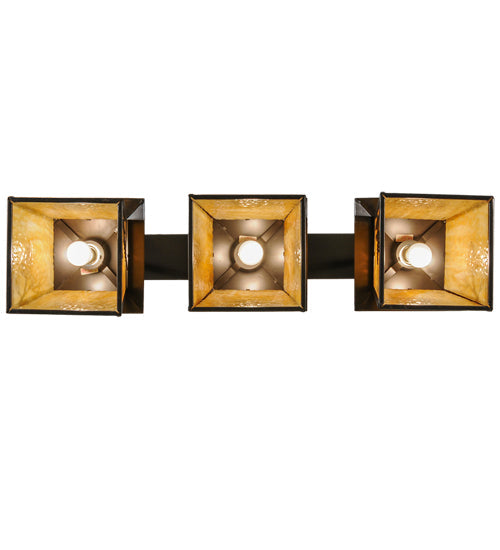 Meyda Lighting Stillwater 48" 3-Light Timeless Bronze Mountain Pine Island Pendant Light With Beige Art Shade Glass