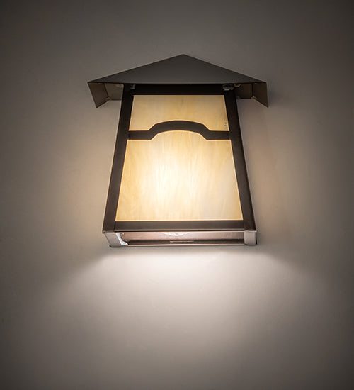 Meyda Lighting Stillwater 6" Craftsman Brown Mountain View Wall Sconce With Beige Opal Shade Glass