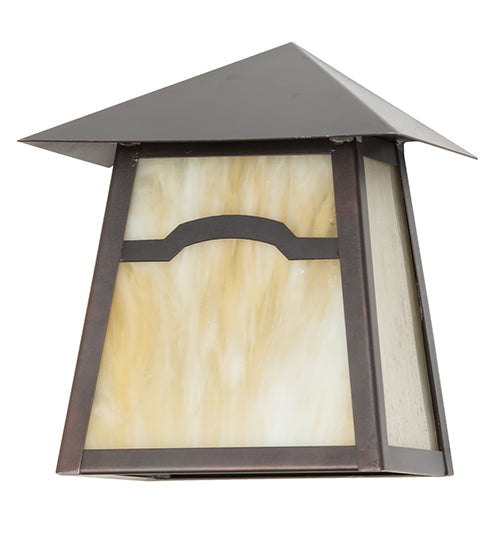 Meyda Lighting Stillwater 6" Craftsman Brown Mountain View Wall Sconce With Beige Opal Shade Glass