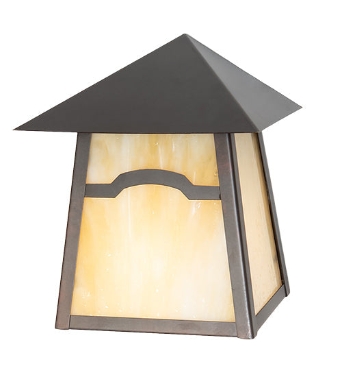 Meyda Lighting Stillwater 6" Craftsman Brown Mountain View Wall Sconce With Beige Opal Shade Glass