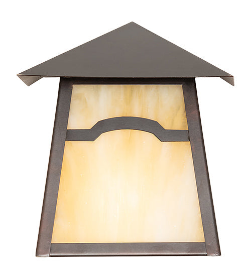 Meyda Lighting Stillwater 6" Craftsman Brown Mountain View Wall Sconce With Beige Opal Shade Glass