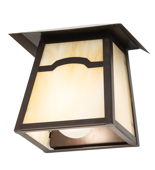 Meyda Lighting Stillwater 6" Craftsman Brown Mountain View Wall Sconce With Beige Opal Shade Glass