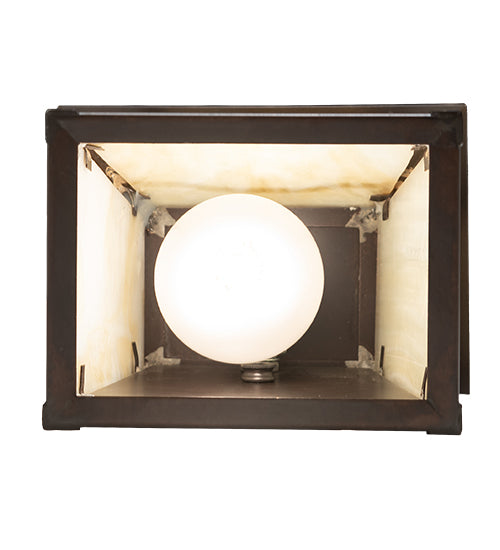 Meyda Lighting Stillwater 6" Craftsman Brown Mountain View Wall Sconce With Beige Opal Shade Glass