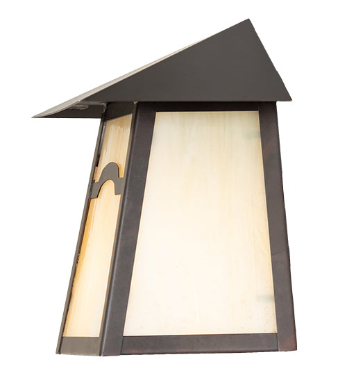 Meyda Lighting Stillwater 6" Craftsman Brown Mountain View Wall Sconce With Beige Opal Shade Glass