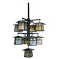 Meyda Lighting Stillwater 61" 9-Light Timeless Bronze T Mission Hanging Lantern Chandelier With Beige Iridescent Shade Glass