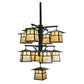 Meyda Lighting Stillwater 61" 9-Light Timeless Bronze T Mission Hanging Lantern Chandelier With Beige Iridescent Shade Glass