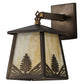 Meyda Lighting Stillwater 7" Antique Copper Mountain Pine Hanging Wall Sconce With Beige Art Shade Glass