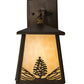 Meyda Lighting Stillwater 7" Antique Copper Mountain Pine Hanging Wall Sconce With Beige Art Shade Glass