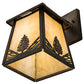 Meyda Lighting Stillwater 7" Antique Copper Mountain Pine Hanging Wall Sconce With Beige Art Shade Glass