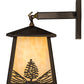 Meyda Lighting Stillwater 7" Antique Copper Mountain Pine Hanging Wall Sconce With Beige Art Shade Glass