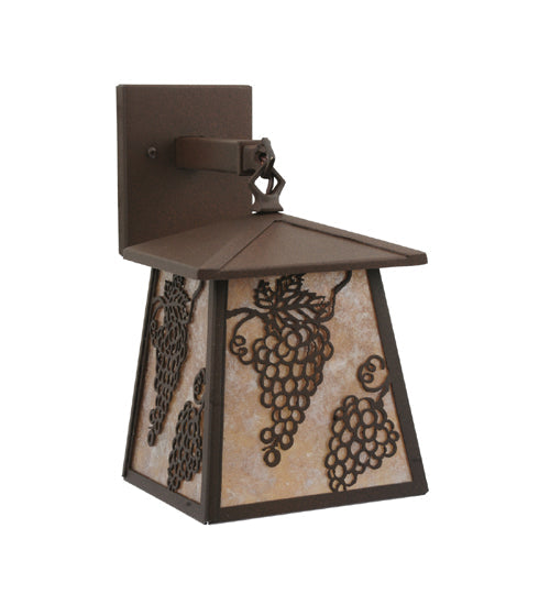 Meyda Lighting Stillwater 7" Cafe Noir Grapes Hanging Wall Sconce With Silver Mica Shade Glass