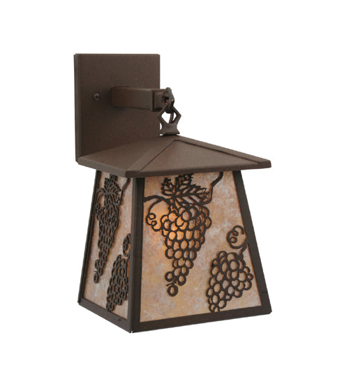 Meyda Lighting Stillwater 7" Cafe Noir Grapes Hanging Wall Sconce With Silver Mica Shade Glass