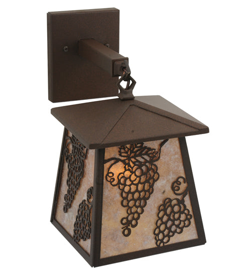 Meyda Lighting Stillwater 7" Cafe Noir Grapes Hanging Wall Sconce With Silver Mica Shade Glass