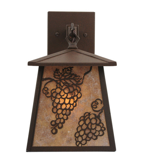 Meyda Lighting Stillwater 7" Cafe Noir Grapes Hanging Wall Sconce With Silver Mica Shade Glass