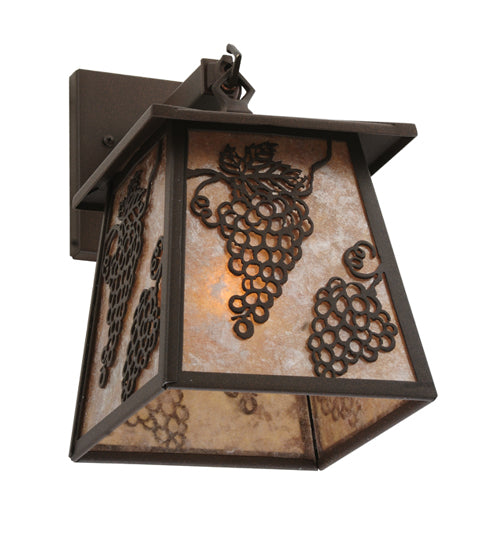 Meyda Lighting Stillwater 7" Cafe Noir Grapes Hanging Wall Sconce With Silver Mica Shade Glass