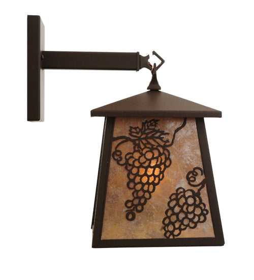 Meyda Lighting Stillwater 7" Cafe Noir Grapes Hanging Wall Sconce With Silver Mica Shade Glass