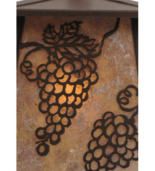 Meyda Lighting Stillwater 7" Cafe Noir Grapes Hanging Wall Sconce With Silver Mica Shade Glass