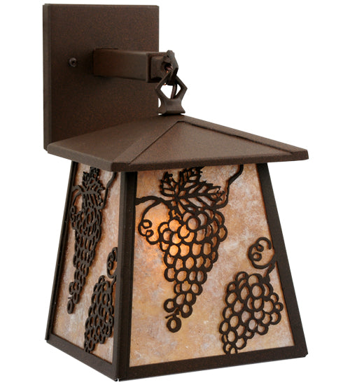 Meyda Lighting Stillwater 7" Cafe Noir Grapes Hanging Wall Sconce With Silver Mica Shade Glass