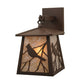 Meyda Lighting Stillwater 7" Cafe Noir Song Bird Hanging Wall Sconce With Silver Mica Shade Glass