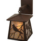 Meyda Lighting Stillwater 7" Cafe Noir Song Bird Hanging Wall Sconce With Silver Mica Shade Glass
