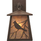 Meyda Lighting Stillwater 7" Cafe Noir Song Bird Hanging Wall Sconce With Silver Mica Shade Glass
