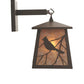 Meyda Lighting Stillwater 7" Cafe Noir Song Bird Hanging Wall Sconce With Silver Mica Shade Glass