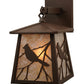 Meyda Lighting Stillwater 7" Cafe Noir Song Bird Hanging Wall Sconce With Silver Mica Shade Glass