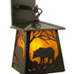 Meyda Lighting Stillwater 7" Craftsman Brown Grizzly Bear Wall Sconce With Honey Amber Shade Glass