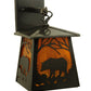 Meyda Lighting Stillwater 7" Craftsman Brown Grizzly Bear Wall Sconce With Honey Amber Shade Glass