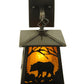 Meyda Lighting Stillwater 7" Craftsman Brown Grizzly Bear Wall Sconce With Honey Amber Shade Glass