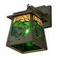 Meyda Lighting Stillwater 7" Tarnished Copper Deer at Dawn Hanging Wall Sconce With Beige Iridescent & Green Water Shade Glass