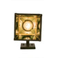 Meyda Lighting Stillwater 7" Tarnished Copper Deer at Dawn Hanging Wall Sconce With Beige Iridescent & Green Water Shade Glass