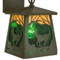 Meyda Lighting Stillwater 7" Tarnished Copper Deer at Dawn Hanging Wall Sconce With Beige Iridescent & Green Water Shade Glass