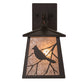 Meyda Lighting Stillwater 7" Timeless Bronze Song Bird Hanging Wall Sconce With Silver Mica Shade Glass