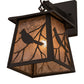 Meyda Lighting Stillwater 7" Timeless Bronze Song Bird Hanging Wall Sconce With Silver Mica Shade Glass