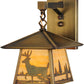 Meyda Lighting Stillwater 8" Antique Brass Deer Creek Creek Hanging Wall Sconce With Beige Art Shade Glass