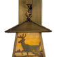 Meyda Lighting Stillwater 8" Antique Brass Deer Creek Creek Hanging Wall Sconce With Beige Art Shade Glass