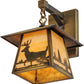 Meyda Lighting Stillwater 8" Antique Brass Deer Creek Creek Hanging Wall Sconce With Beige Art Shade Glass