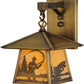 Meyda Lighting Stillwater 8" Antique Brass Fly Fishing Creek Hanging Wall Sconce With Beige Art Shade Glass