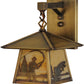 Meyda Lighting Stillwater 8" Antique Brass Fly Fishing Creek Hanging Wall Sconce With Beige Art Shade Glass