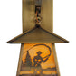 Meyda Lighting Stillwater 8" Antique Brass Fly Fishing Creek Hanging Wall Sconce With Beige Art Shade Glass