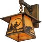 Meyda Lighting Stillwater 8" Antique Brass Fly Fishing Creek Hanging Wall Sconce With Beige Art Shade Glass